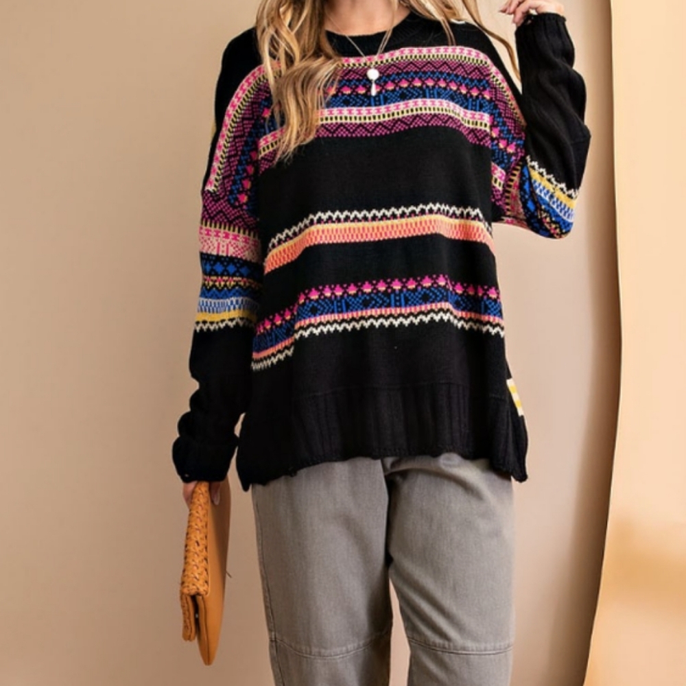 π₯³Sale Easel bohemian distressed multi color lightweight sweatshirt - Picture 4 of 5